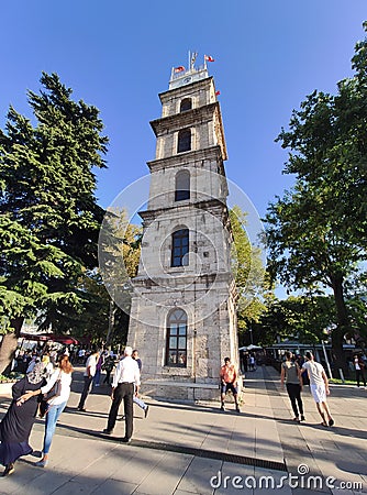 The historical clock tower in Tophane Park Editorial Stock Photo