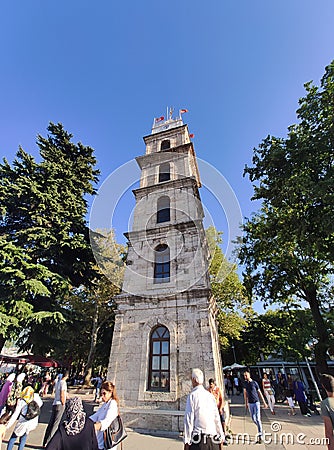 The historical clock tower in Tophane Park Editorial Stock Photo