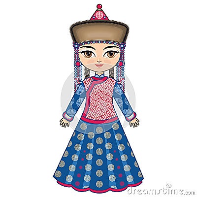 Historical clothes. Buryatia. Vector Illustration