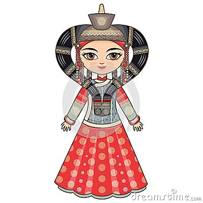 Historical clothes. Buryatia. Vector Illustration