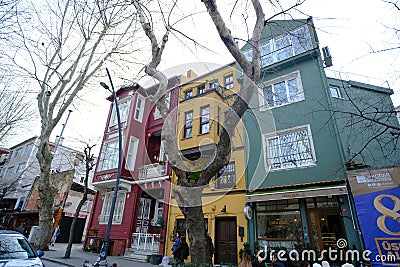 Historical colorful houses in KUZGUNCUK Editorial Stock Photo