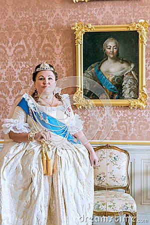 Historical cosplay. woman in the similitude of Catherine the Great, empress of Russia Stock Photo