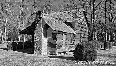 Historical farm in the Great Smoky Mountains of North Carolina Stock Photo