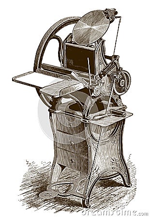 Historical foot-treadle platen printing press Vector Illustration