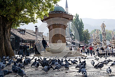 Historical fountain in Sarajevo, Bosnia and Herzegovina Editorial Stock Photo