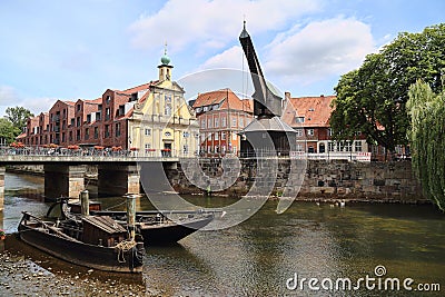 Historical harbor of Luneburg, Germany Stock Photo