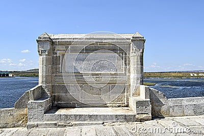 Historical inscription on the bridge Stock Photo