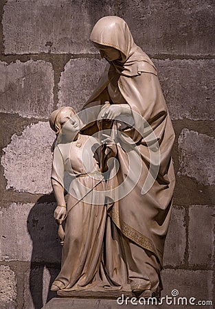 Sculpture statue Notre Dame Editorial Stock Photo