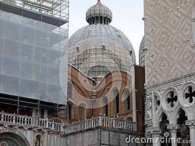 Venice Landmarks, St Mark`s Basilica and the Doge`s Palace, Italy Stock Photo