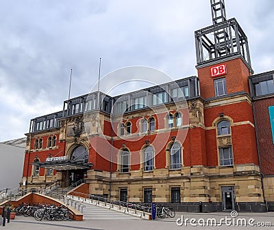 Historical main train station building in Kiel Germany Editorial Stock Photo