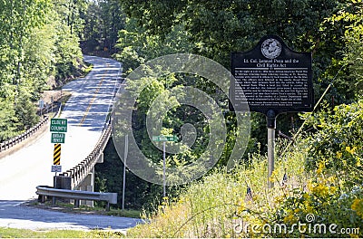 A historical marker at the Broad River Bridge where Lt. Col. Lemuel Penn was murdered by the Ku Klux Klan Editorial Stock Photo