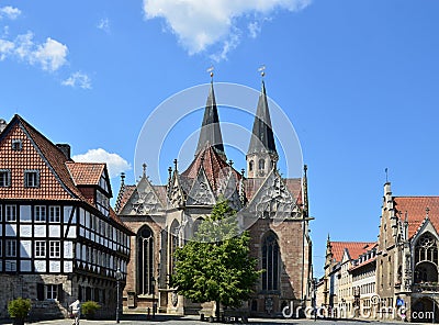 Historical Market Square in the Old Town of Braunschweig, Lower Saxony Editorial Stock Photo