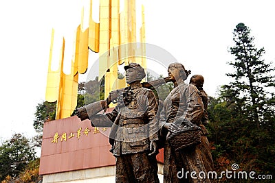 The Historical Memorial Statue in Jinggangshan Mountain Editorial Stock Photo