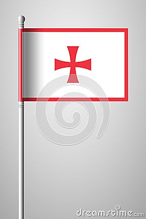 Historical Montenegrin Flag. National Flag on Flagpole. Vector Illustration