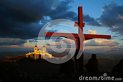 Calvary Monument of Christ in the Sanctuary of the Serra da Piedade Editorial Stock Photo