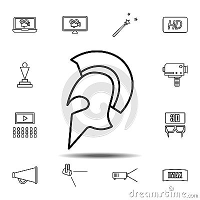 historical movie, helmet icon. Simple thin line, outline vector element of Cinema icons set for UI and UX, website or mobile Editorial Stock Photo