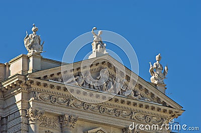 Historical and Mythological architectural details at Hofburg palace in Vienna Stock Photo