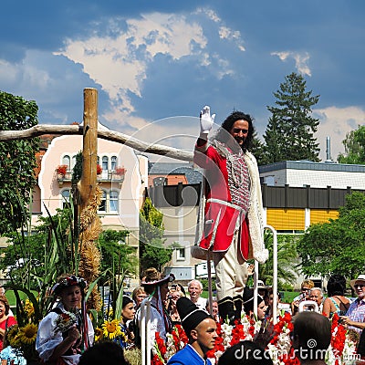 Historic nobleman portrayed at pageant in German spa town Bad Kissingen Editorial Stock Photo