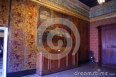 Historical paintings on walls of meeting hall Editorial Stock Photo