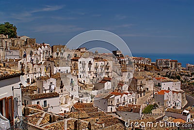 The historical and picturesque town of Monte di San Angelo. Stock Photo