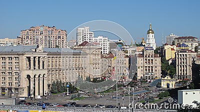 The historical place in beautiful Ukraine. Kiev. Khreshchatyk. Square in the center of Kiev Editorial Stock Photo