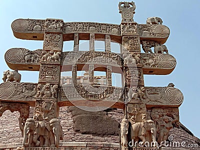 Historical Place Sanchi Stupa gate at Madhya Pradesh India Editorial Stock Photo