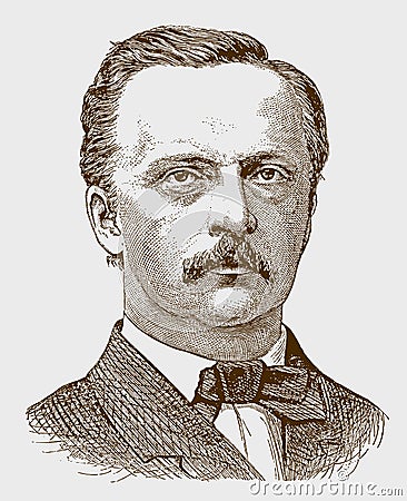 Historical portrait of Hermann Ludwig Ferdinand Helmholtz Vector Illustration