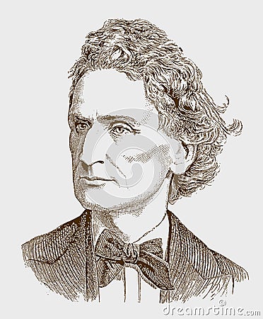 Historical portrait of James Dwight Dana the American scientist Vector Illustration