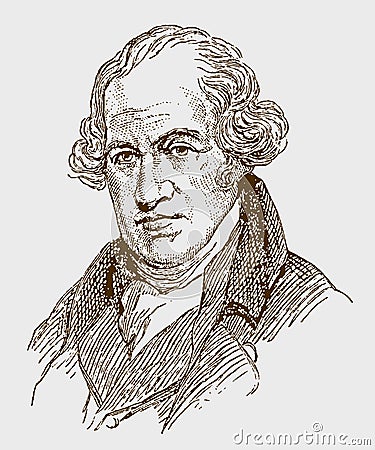 Historical portrait of James Watt the famous inventor, engineer and chemist Vector Illustration
