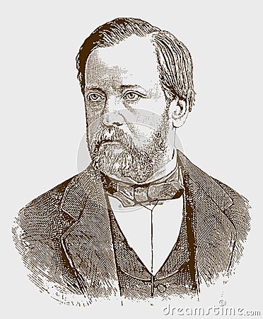 Historical portrait of Louis Pasteur the famous french scientist Vector Illustration