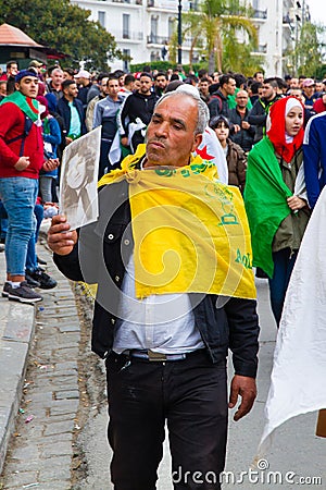 Historical protests in Algeria for changement Editorial Stock Photo