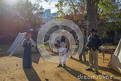 Historical Reenactors in Alamo Mission, San Antonio, Texas, USA Editorial Stock Photo