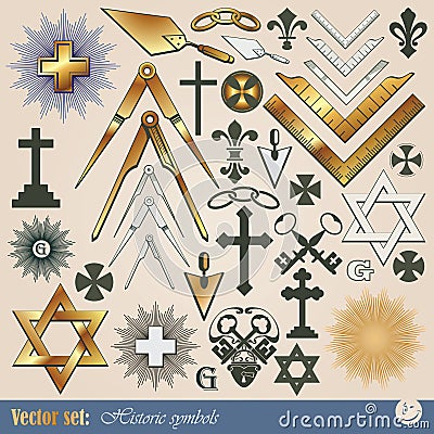 Historical and religious symbols Vector Illustration