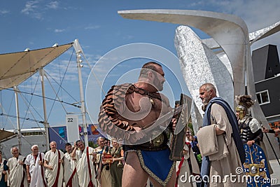 Historical Roman Group at Expo 2015 in Milan, Italy Editorial Stock Photo