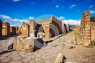 Historical roman ruins. Excavations of Pompeii, Italia. Pompei scavi, Napoli. Editorial Stock Photo