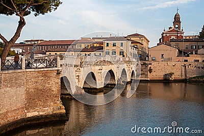 Historical roman Tiberius' bridge Stock Photo