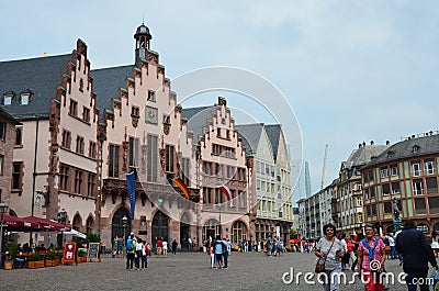 Historical Romer Square in the city of Frankfurt Main, Germany Editorial Stock Photo