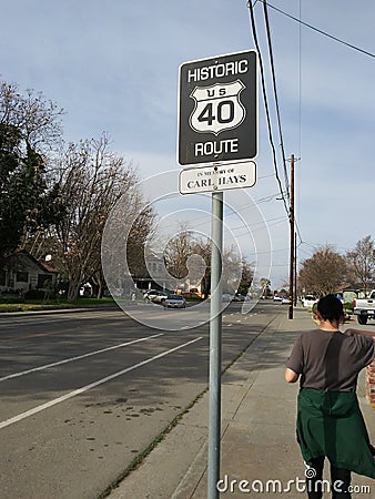 Historical route sign in the city Editorial Stock Photo