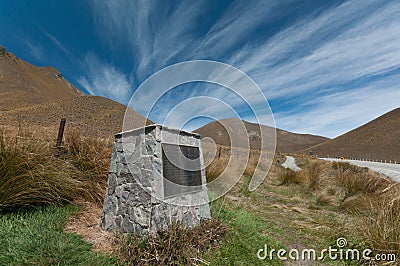 Historical sign at Lindis Pass Stock Photo