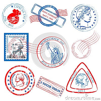 Historical Stamp Collection Set Vector Illustration