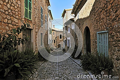 Historical Street in Biniaraix Stock Photo