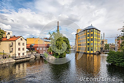 Historical textile industrial area in Norrkoping, Sweden Stock Photo