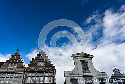 Historical top façades in Ghent, Belgium. Stock Photo