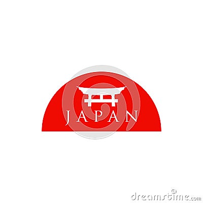 historical torii gate japanese logo. sunset torii gate icon logo vector illustration. japanese history monument Vector Illustration