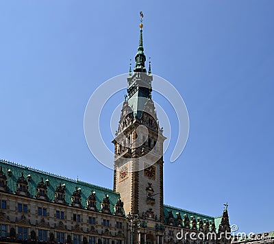 Historical Town Hall in the Hanse City Hamburg Stock Photo