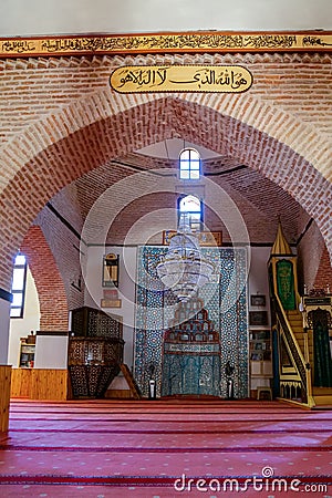 The beautiful Internal view of Ulu Mosque in Aksehir of Konya. Editorial Stock Photo