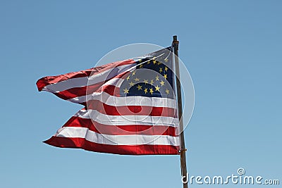 Historical United States Flag from the late 1800's Stock Photo