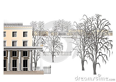 Historical view in the old city Vector Illustration