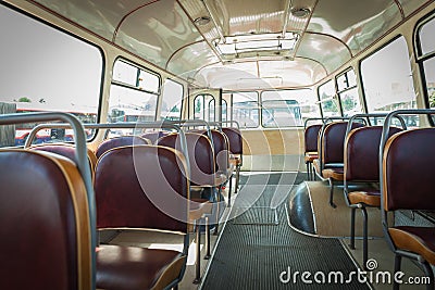 Historically bus in the depot, transport from eighty years Stock Photo