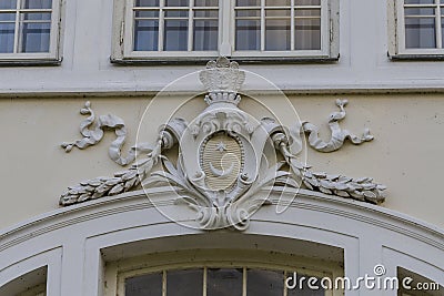 Historicistic style UÅ¾utrakis palace in UÅ¾utrakis on Lake Galve Stock Photo